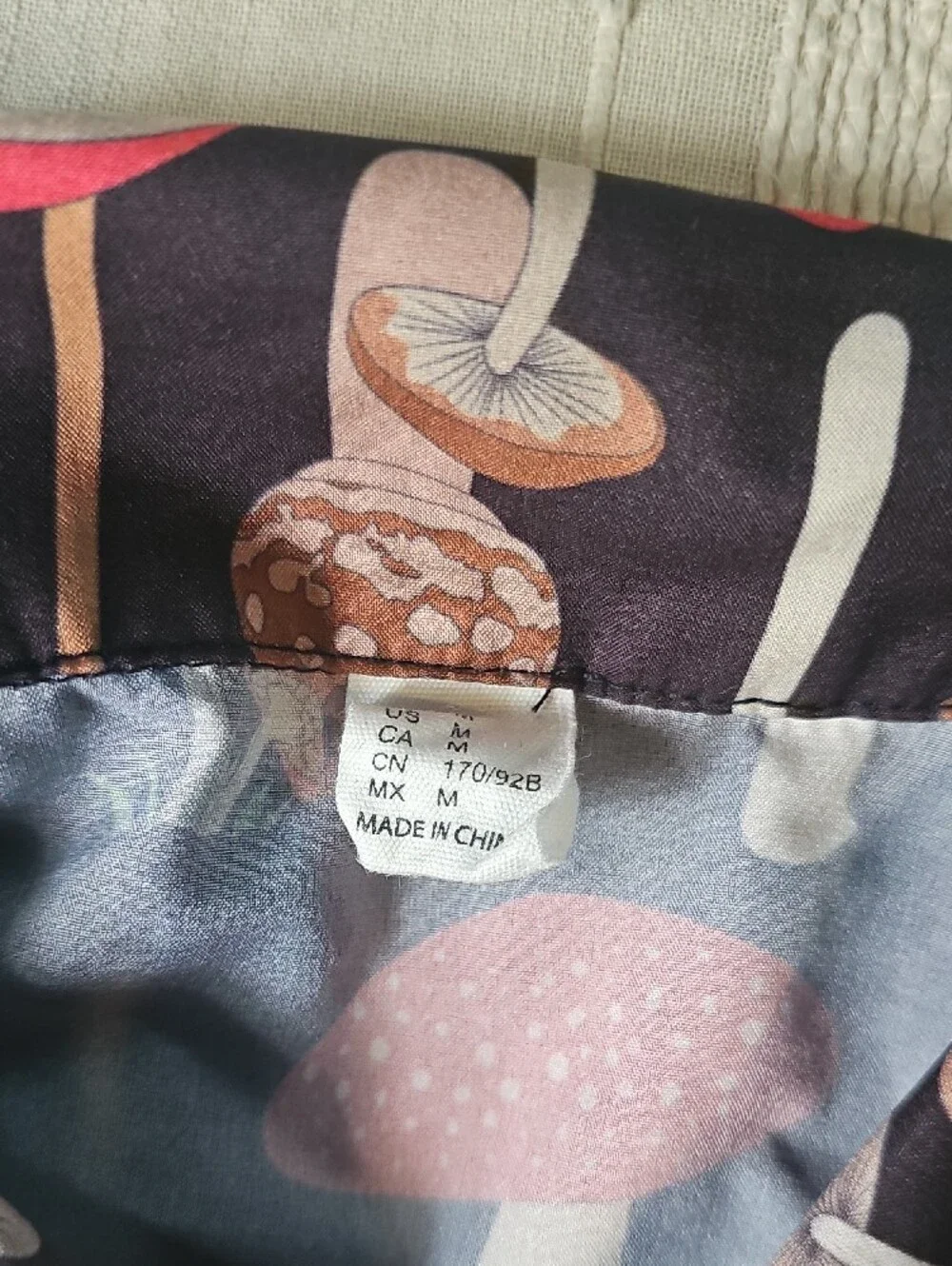 Mushroom Print Short Sleeve Button-Up Shirt - Multicolor - Picture 2 of 5